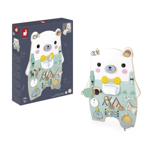 Janod Pure Drevená motorická doska s aktivitami Medveď