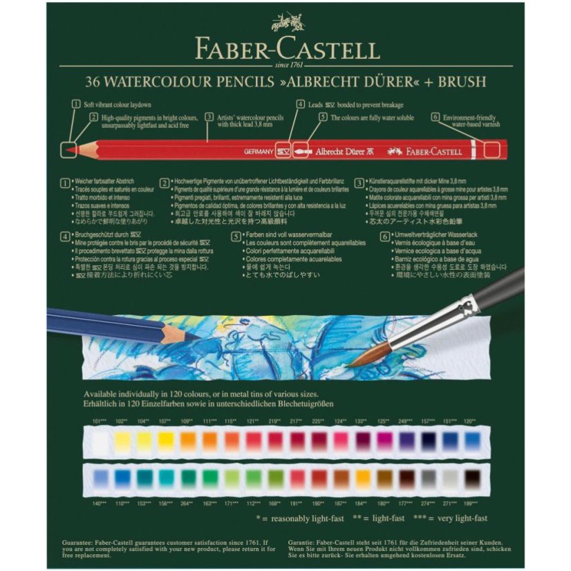 Akvarelové pastelky Faber-Castell A. Dürer – sada 36 ks ve Studio boxu