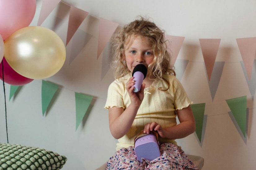 Bluetooth Karaoke set mikrofon a reproduktor Fialový