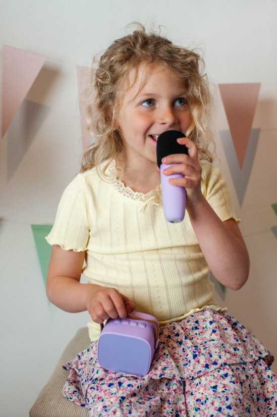 Bluetooth Karaoke set mikrofon a reproduktor Fialový
