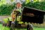 Falk šlapací traktor 2070W Claas backhoe s přední a zadní lžící a přívěsem