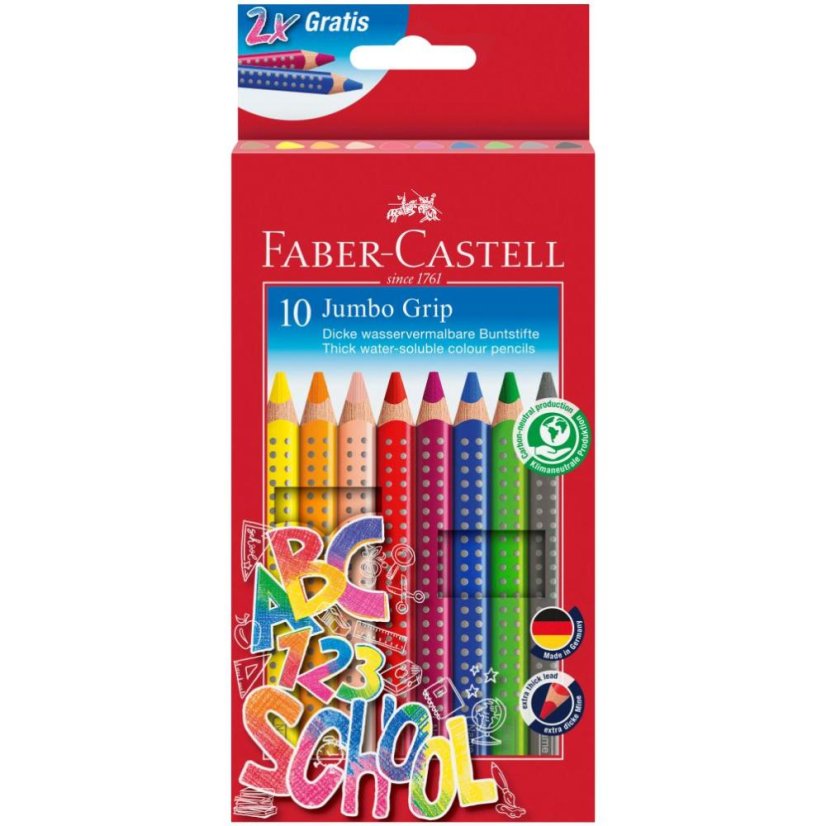 Akvarelové pastelky Faber-Castell Jumbo Grip 10 barev