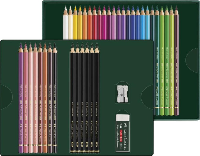 Pastelky Faber-Castell Polychromos a Pitt Matt – set 40 ks