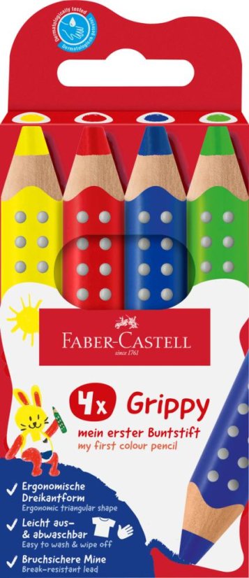 Extra tlusté  pastelky pro děti od 2 let Grippy Klasik - 4 farby
