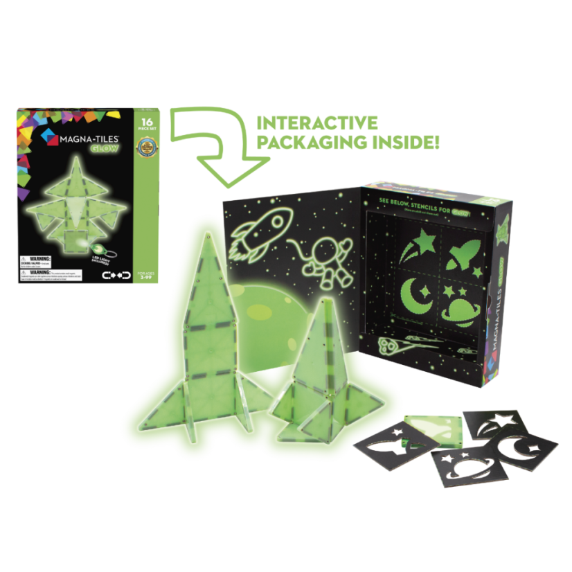 Magnetická stavebnice Magna Tiles Glow 16 dílů