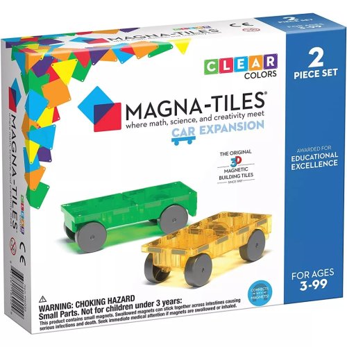 Magnetická stavebnica Magna Tiles Cars Green/Yellow  - 2 diely