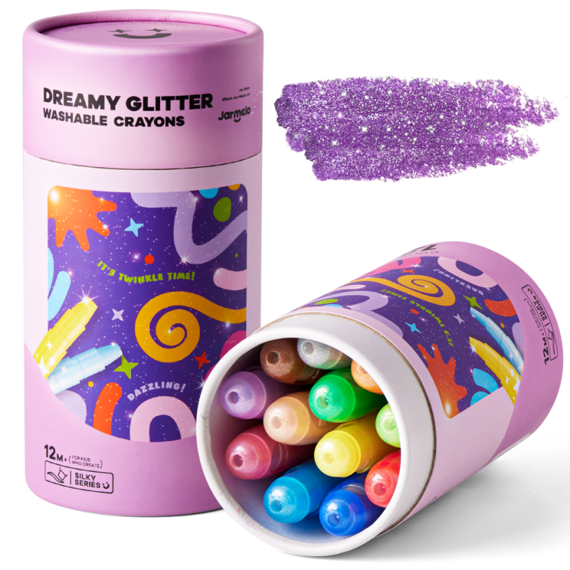 Umývateľné trblietavé voskovky Glitter 12 ks