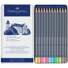 Pastelky Goldfaber Aqua – sada 12 pastelových akvarelových pasteliek v plechovej krabičke