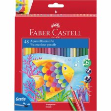 Akvarelové pastelky - 48 farieb a  štetec v papierovej krabičke