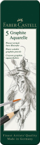 Akvarelové tužky Faber-Castell, 5 ks, plechová krabička