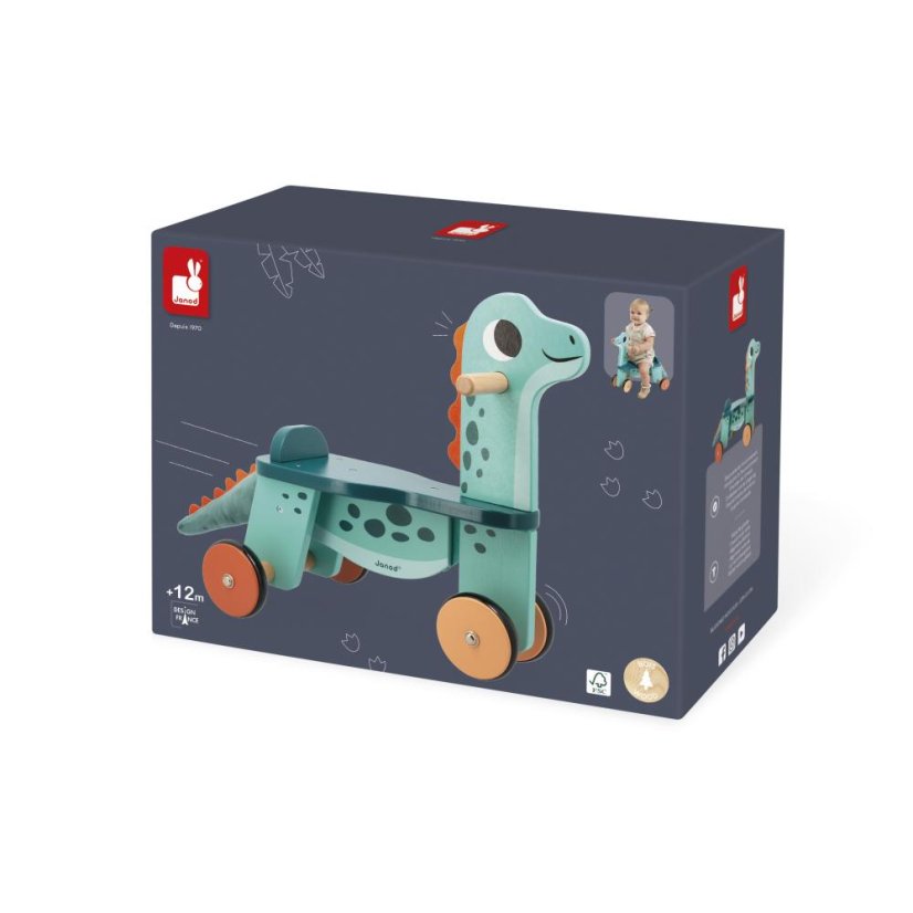 Dřevěné odrážedlo pro děti Portosaurus Dino Janod