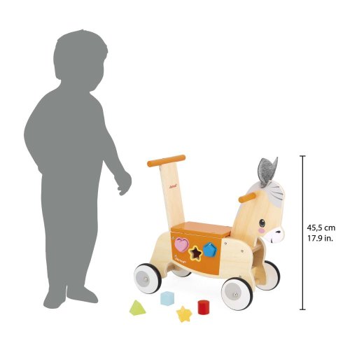 Janod Farm Drevené odrážadlo a chodítko Somárik