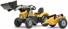 Falk šliapací traktor SUPER LOADER 2025AM s nakladačom a prívesom - žltý