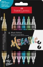 Akrylové popisovače Black Edition Shake&Paint, súprava 6 metalických farieb