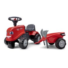 Falk detské odrážadlo 238C Baby Case IH červený traktor s vlečkou a lopatkou s hrabličkami