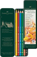 Pastelky Polychromos – sada 6 umeleckých pasteliek v plechovej krabičke