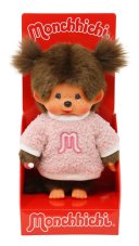 Mončiči dívka v růžovém huňatém svetru 20cm
