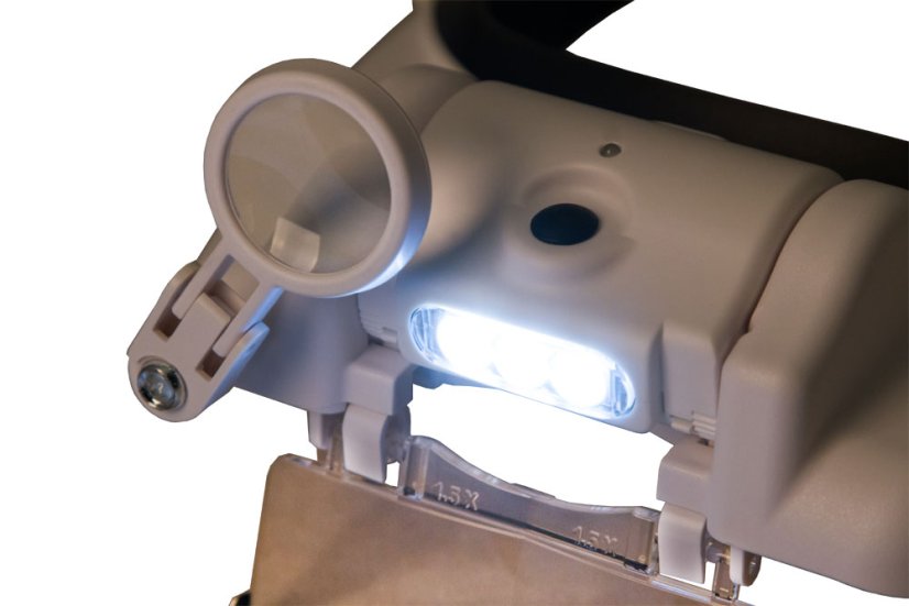 Dobíjacia náhlavná lupa s LED osvetlením