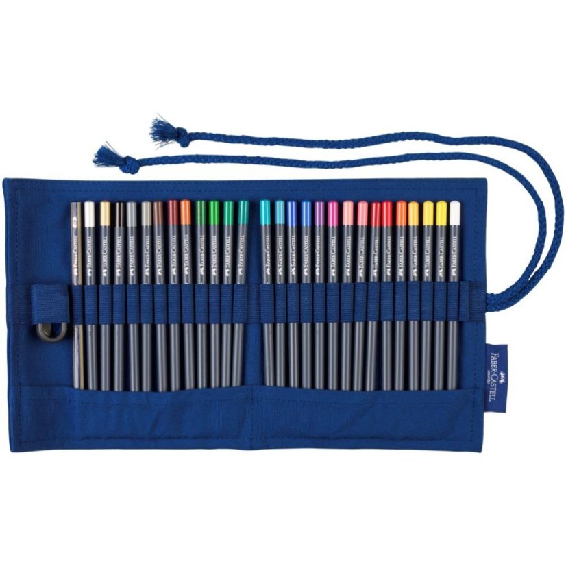 Pastelky Goldfaber permanent – sada 27 farebných pasteliek s ceruzkou a strúhadlom v rolke