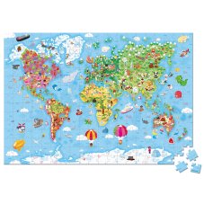 Janod Puzzle Mapa světa v kufříku 300 dílků