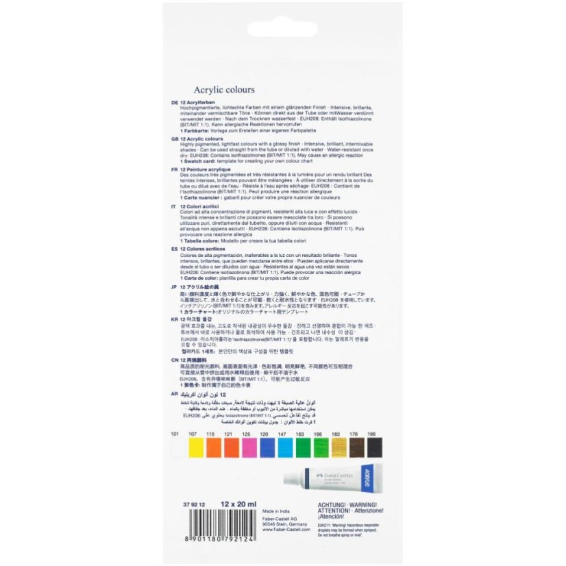 Akrylové farby Faber-Castell v tube 12 farieb