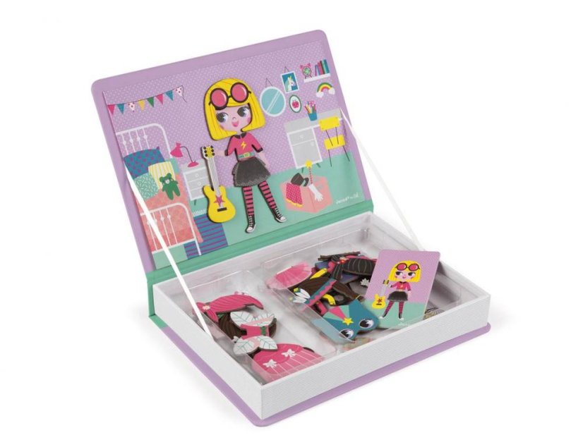 Janod Magnetibook Oblékání dívky - Magnetická kniha pro děti