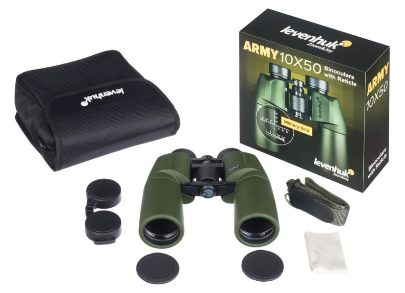 Binokulární dalekohled se zaměřovačem Levenhuk Army 10x50