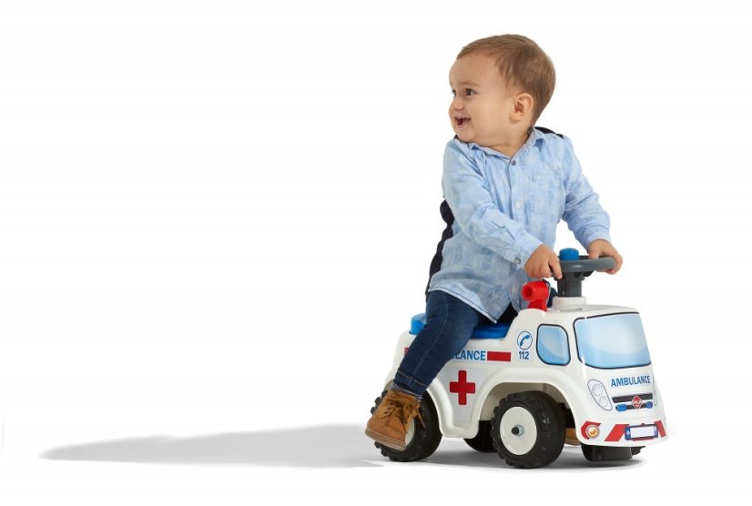 Odrážedlo Falk 701 ambulance s otevíracím sedadlem a volantem s klaksonem