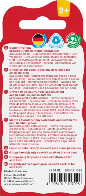 Extra hrubé pastelky pre deti od 2 rokov Grippy Pastel - 4 farby
