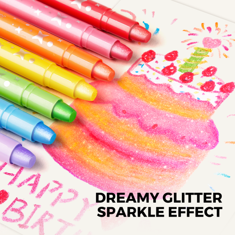 Umývateľné trblietavé voskovky Glitter 12 ks