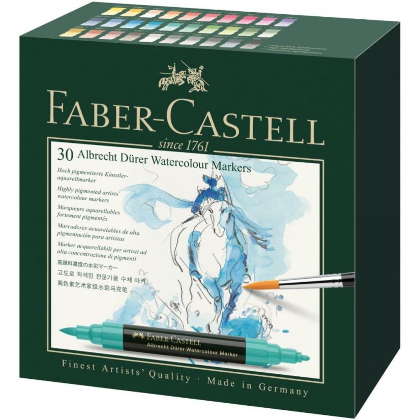 Akvarelové popisovače Faber-Castell A. Dürer – sada 30 farieb