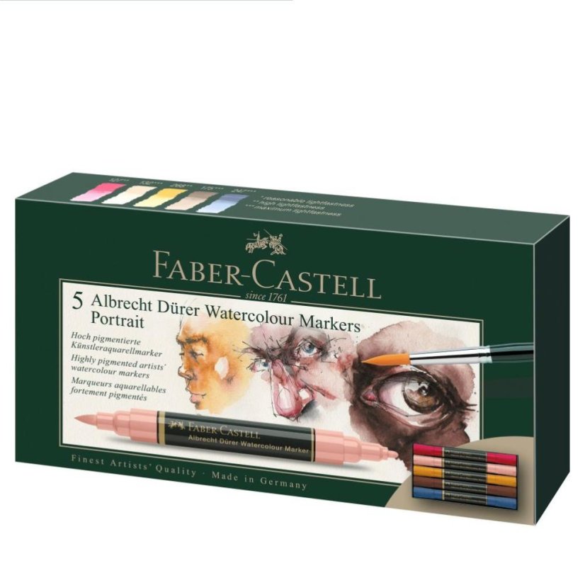 Akvarelové popisovače Faber-Castell A. Dürer – 5 barev Portrait