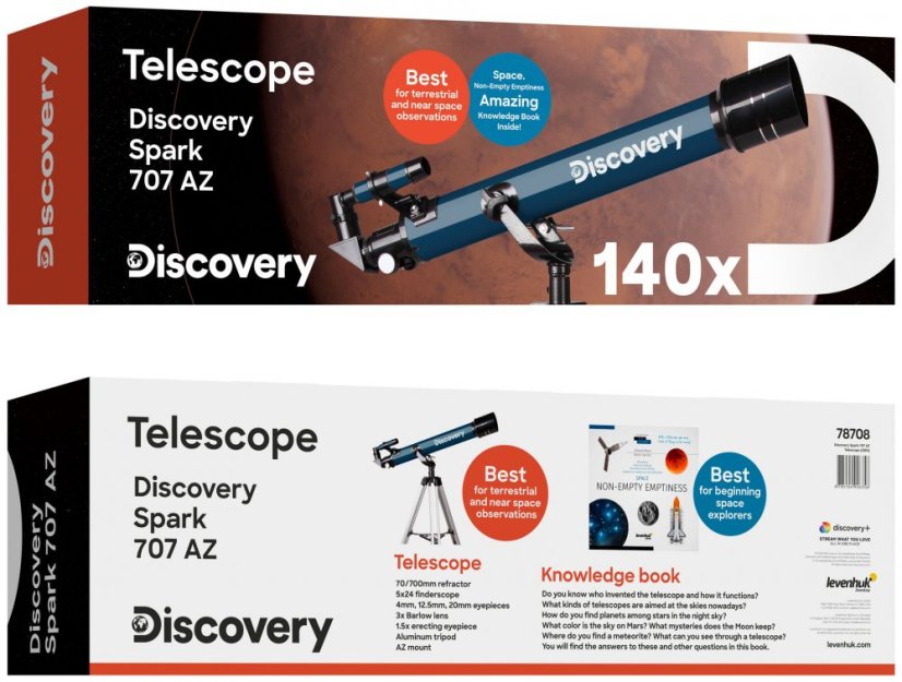 Hvězdářský dalekohled Discovery Spark 707 AZ s knížkou
