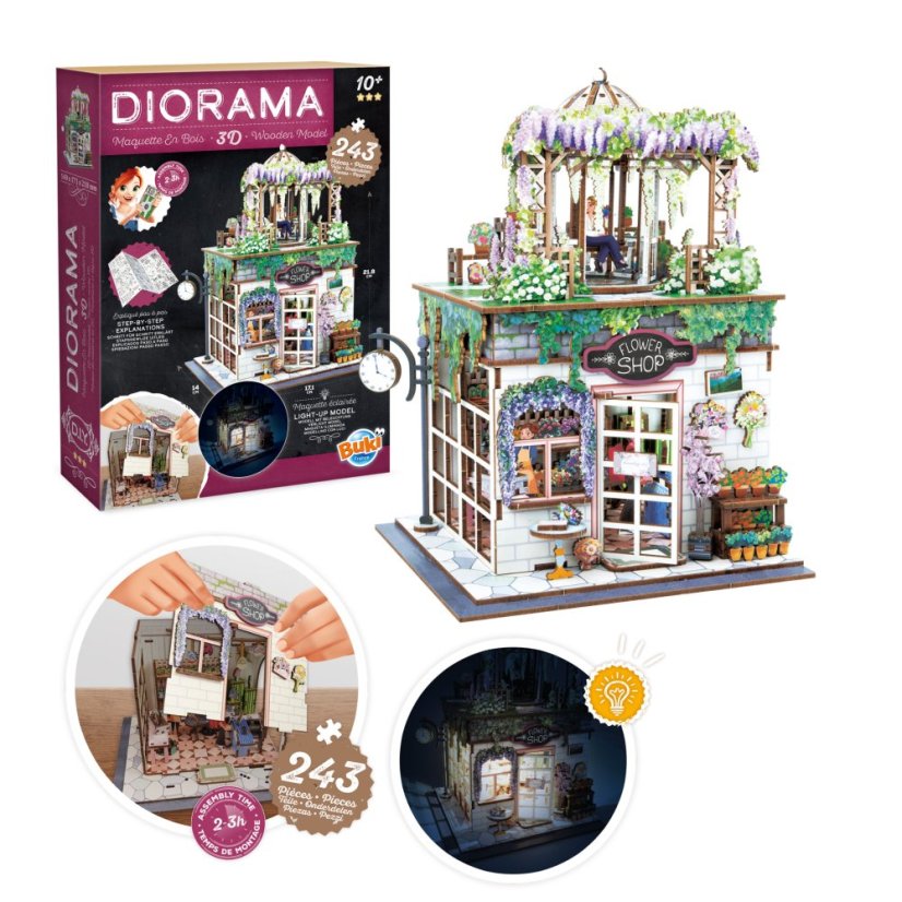 Dřevěná stavebnice - Diorama Květinářství