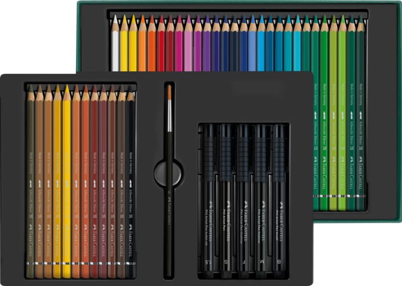 Akvarelové pastelky Faber-Castell A. Dürer a Pitt Artist Pen – sada 46 ks