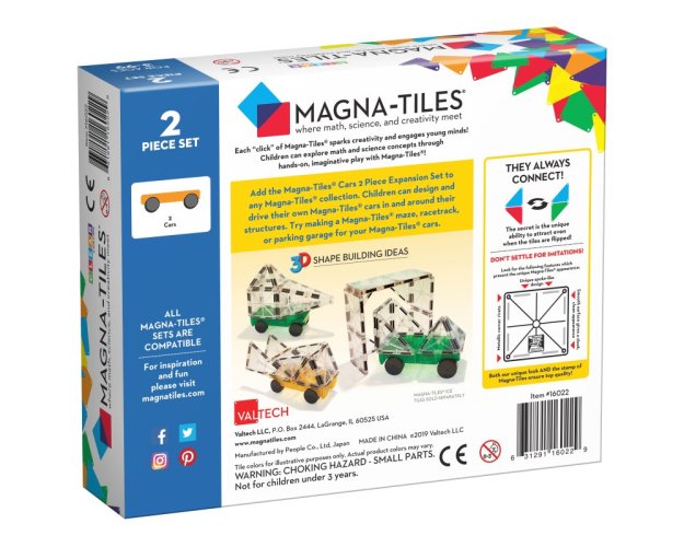 Magnetická stavebnica Magna Tiles Cars Green/Yellow  - 2 diely