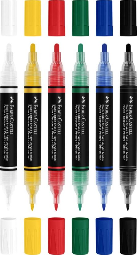 Akrylové popisovače Black Edition Shake&Paint, sada 6 klasických barev