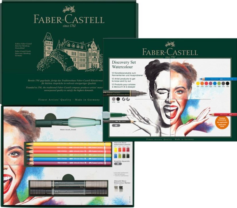 Akvarelové pastelky Faber-Castell A. Dürer – sada 12 ks pro mokré techniky