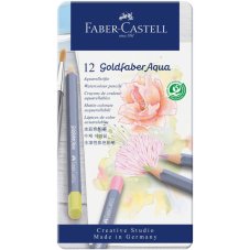 Pastelky Goldfaber Aqua – sada 12 pastelových akvarelových pasteliek v plechovej krabičke