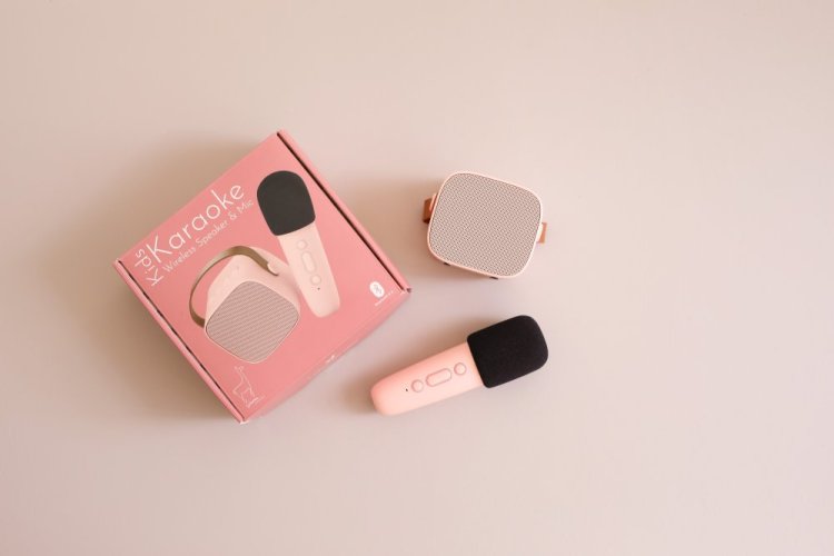 Bluetooth Karaoke set mikrofon a reproduktor Růžový