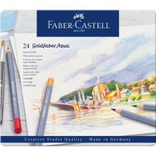 Akvarelové pastelky Goldfaber Aqua - 24 barev v plechové krabičce