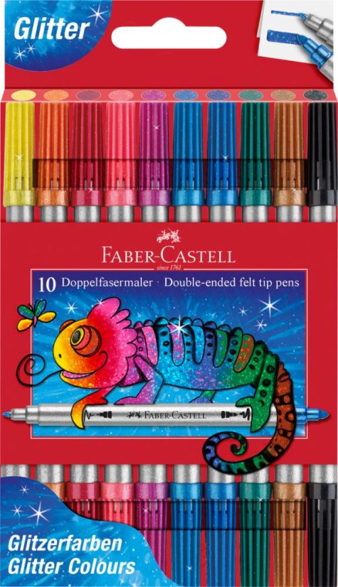 Oboustranné fixy Faber-Castell  Fibre-Tip Glitter - 10 barev