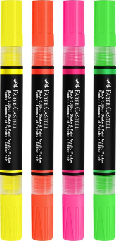 Akrylové popisovače Black Edition Shake&Paint, súprava 4 neónových farieb