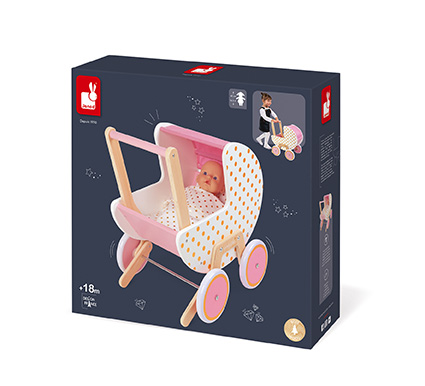 Drevený kočík pre bábiky Candy Chic Janod