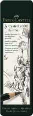 Grafitové ceruzky Faber - Castell 9000 Jumbo – súprava 5 ks v plechovej kazete