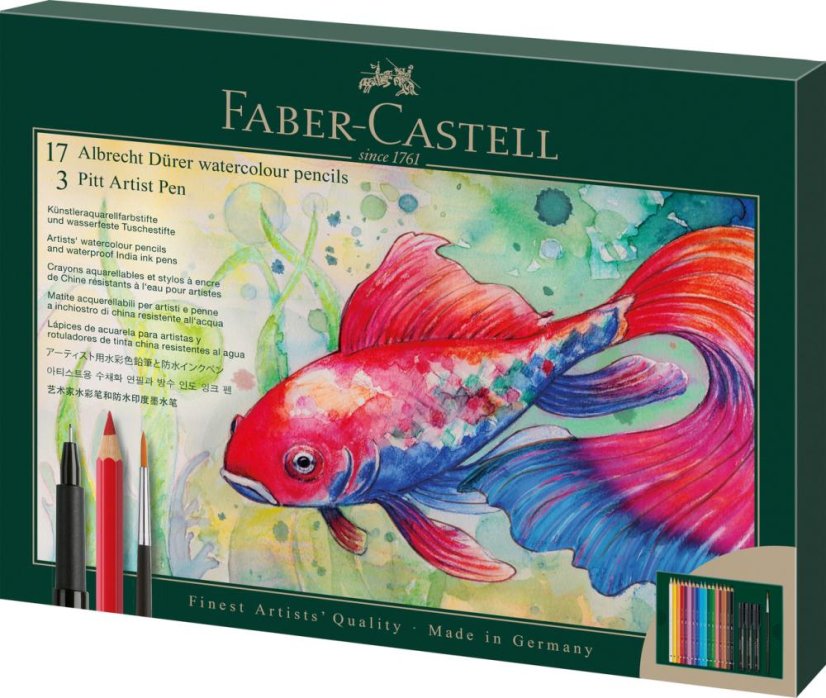 Akvarelové pastelky Faber-Castell A. Dürer a Pitt Artist Pen – sada 21 ks
