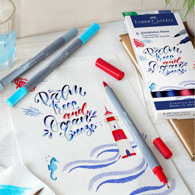 Popisovače Goldfaber Aqua Dual, súprava 6 farieb Seaside