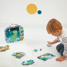 Janod Puzzle v kufříku 4v1 Dinosauři 6-9-12-16 dílků