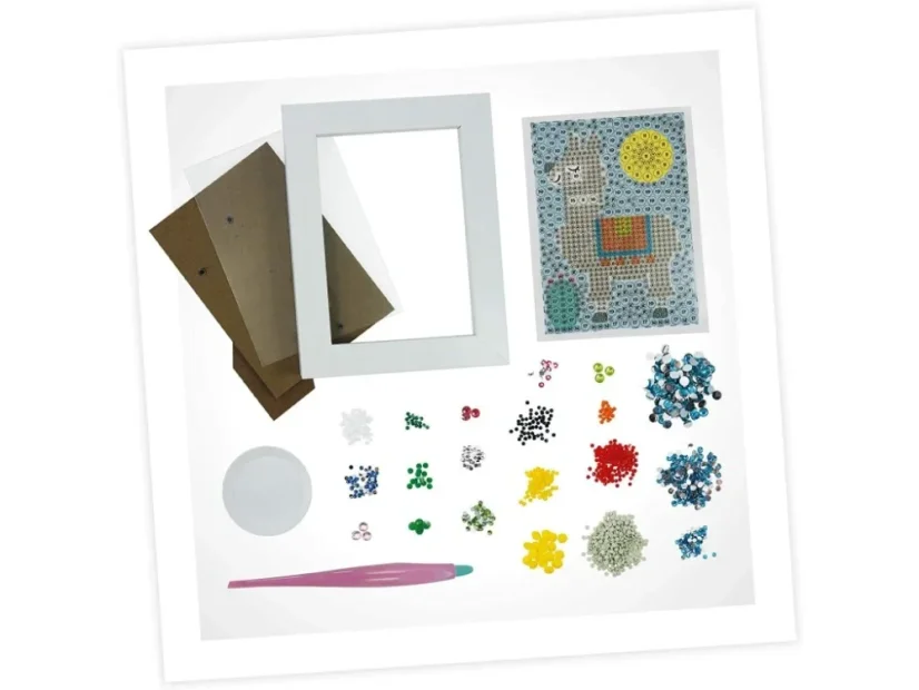 Obraz ze třpytek - Lama