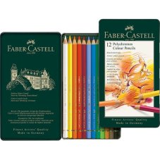 Umelecké Pastelky Faber-Castell  Polychromos 12 farieb v plechovej krabičke